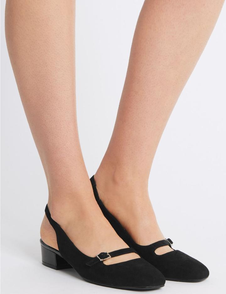 Marks & Spencer Block Heel Slingback Court Shoes Black