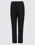 Marks & Spencer Pure Linen Peg Trousers Black