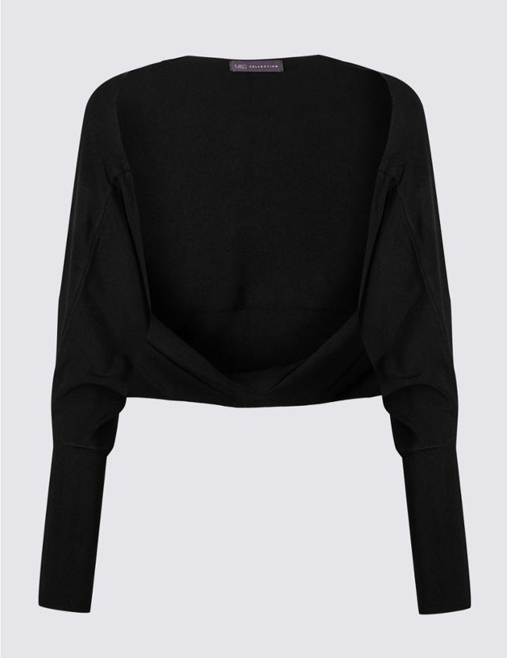 Marks & Spencer Textured Long Sleeve Cardigan Black