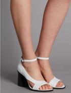 Marks & Spencer Leather Angular Heel Asymmetric Sandals White