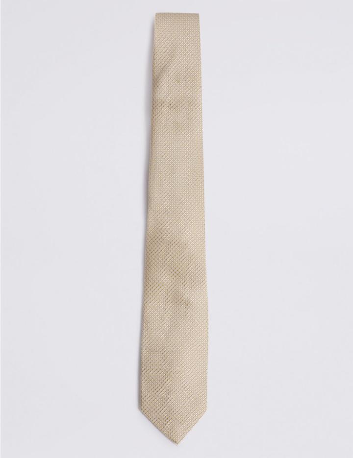 Marks & Spencer Pure Silk Tie & Pocket Square Set Pale Yellow