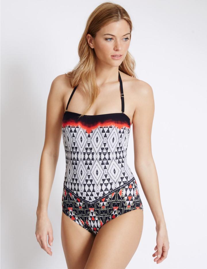 Marks & Spencer Swimsculpt&trade; Bandeau Swimsuit Black Mix