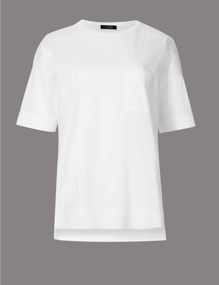 Marks & Spencer Pure Cotton Half Sleeve Jersey Top White