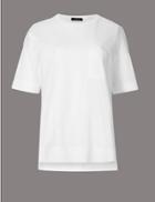 Marks & Spencer Pure Cotton Half Sleeve Jersey Top White
