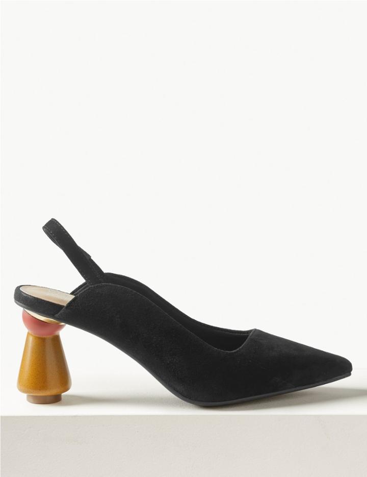 Marks & Spencer Suede Slingback Shoes Black