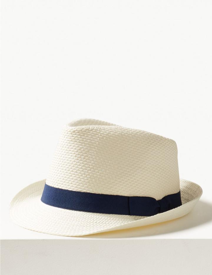 Marks & Spencer Hopsack Trilby Hat Stone Mix
