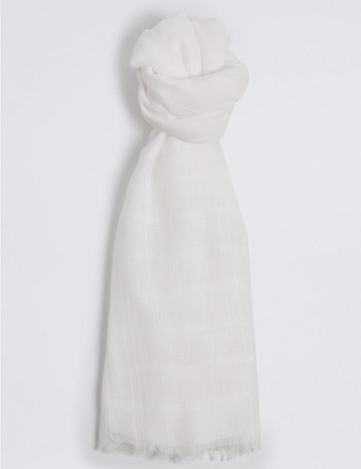Marks & Spencer Checked Scarf Cream
