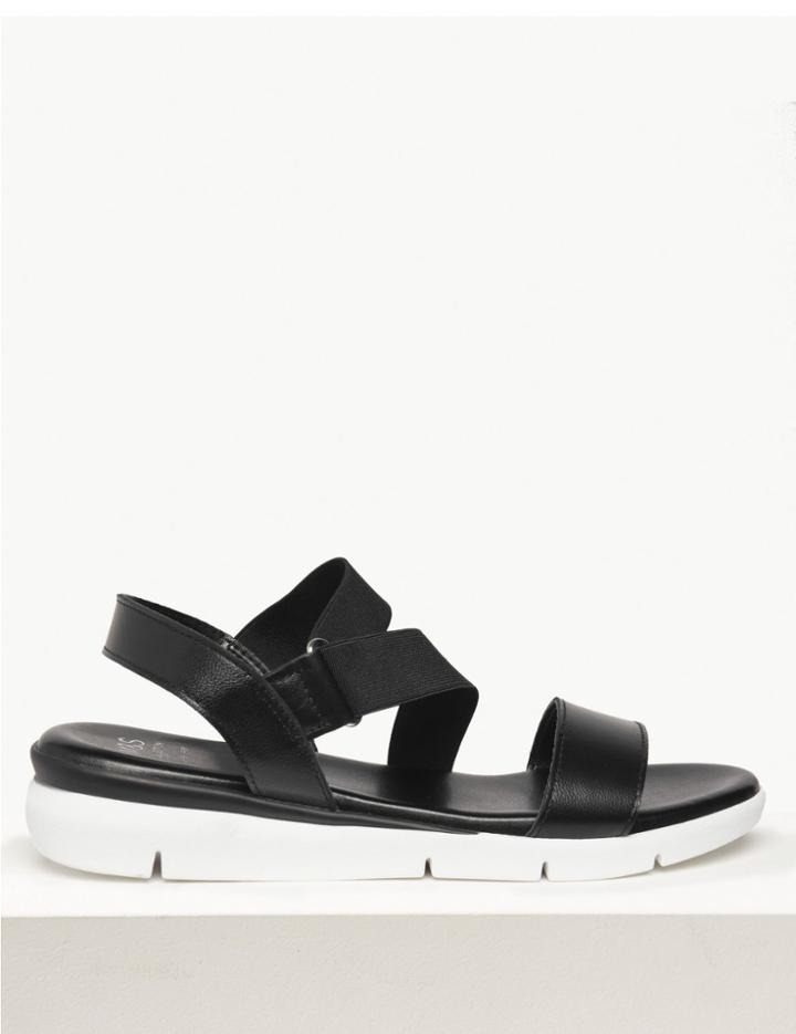Marks & Spencer Leather Asymmetric Elastic Sandals Black