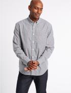 Marks & Spencer Pure Cotton Checked Shirt With Pocket Mulberry Mix