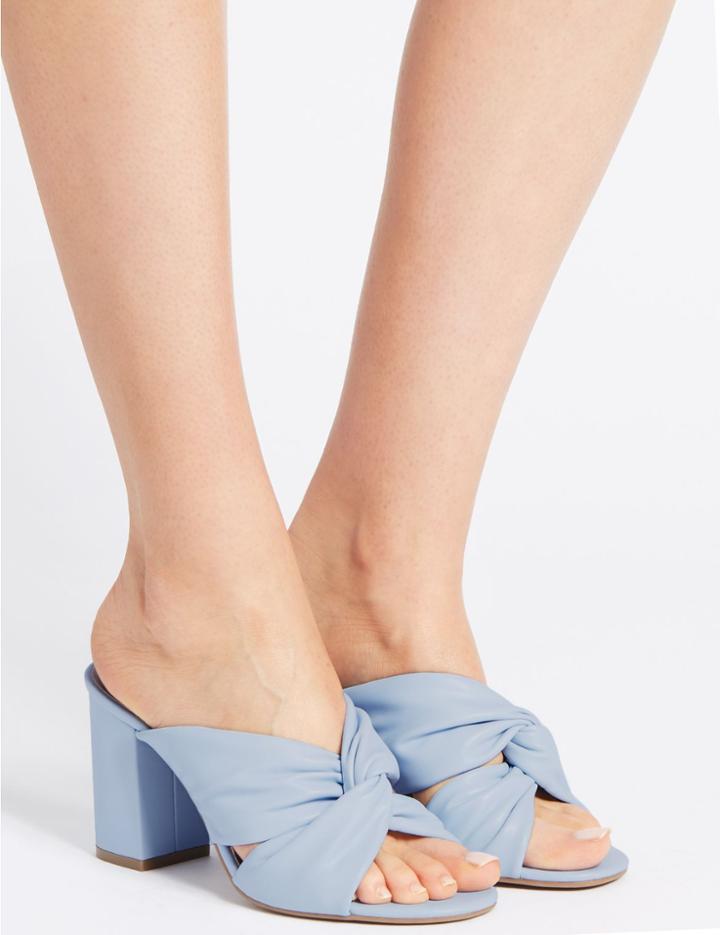 Marks & Spencer Block Heel Knot Mule Sandals Blue