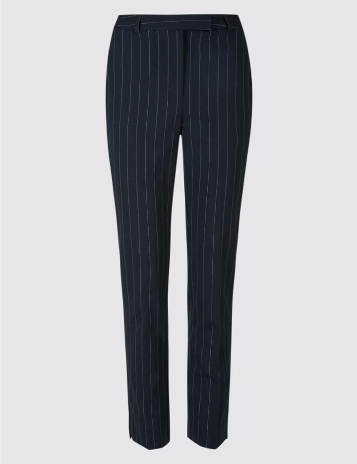 Marks & Spencer Pin Stripe Slim Leg Trousers Navy Mix