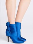 Marks & Spencer Stiletto Side Zip Bow Ankle Boots Cobalt