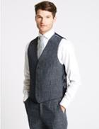 Marks & Spencer Linen Miracle Tailored Fit Waistcoat Denim