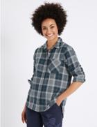 Marks & Spencer Pure Cotton Checked Double Cloth Shirt Navy Mix