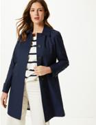 Marks & Spencer Button Detail Hooded Trench Coat Navy
