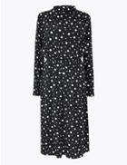 Marks & Spencer Polka Dot Waisted Midi Dress Black Mix