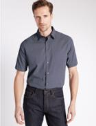 Marks & Spencer Pure Cotton Printed Shirt Royal Blue