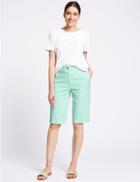 Marks & Spencer Cotton Blend Tailored Shorts Medium Seafoam