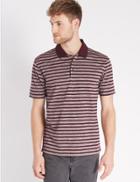 Marks & Spencer Pure Cotton Striped Polo Shirt Burgundy Mix