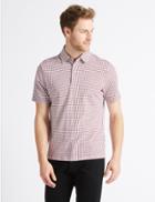 Marks & Spencer Pure Cotton Checked Polo Shirt Red