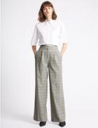 Marks & Spencer Checked Wide Leg Trousers Storm
