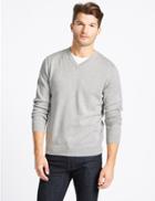 Marks & Spencer Pure Cotton V-neck Jumper Redcurrant