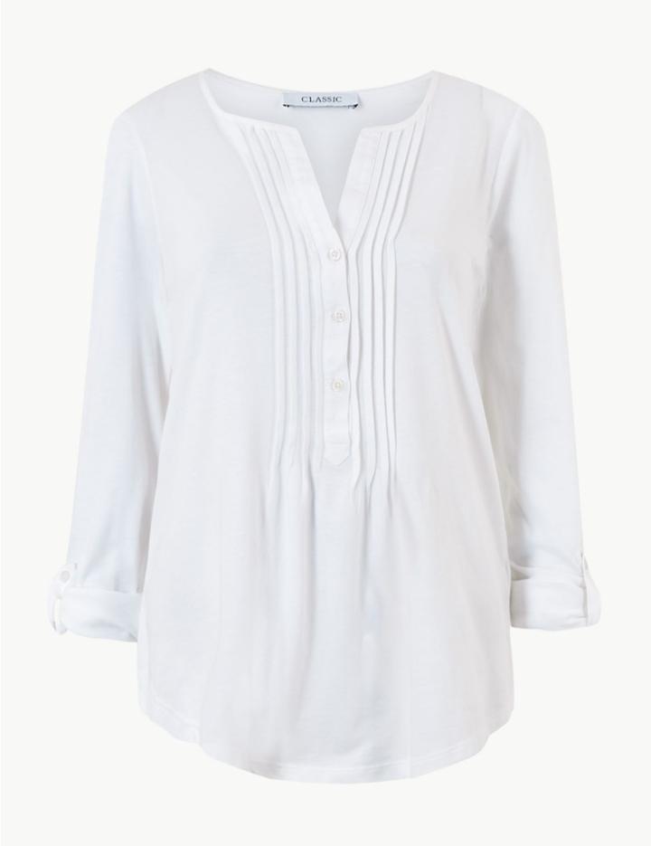 Marks & Spencer V-neck Long Sleeve Blouse Soft White
