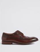 Marks & Spencer Leather Derby Brogue Shoes Brown
