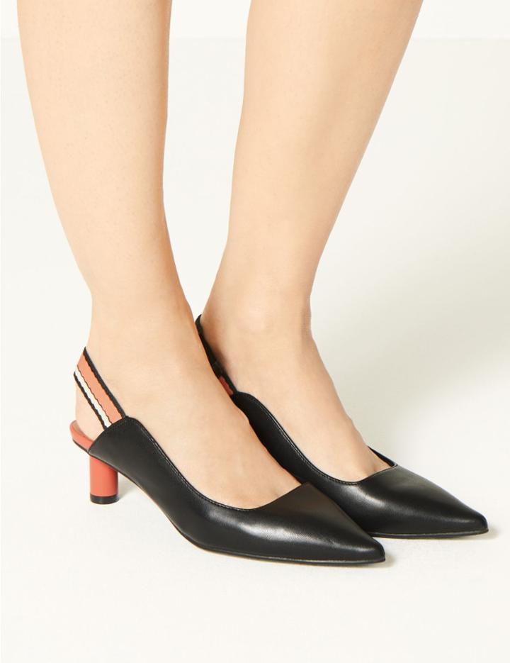 Marks & Spencer Pointed Toe Slingback Shoes Black