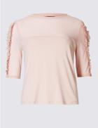 Marks & Spencer Mesh Frill Half Sleeve T-shirt Blush