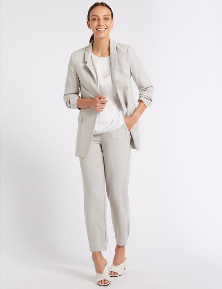 Marks & Spencer Crepe Straight Leg Joggers Silver Grey