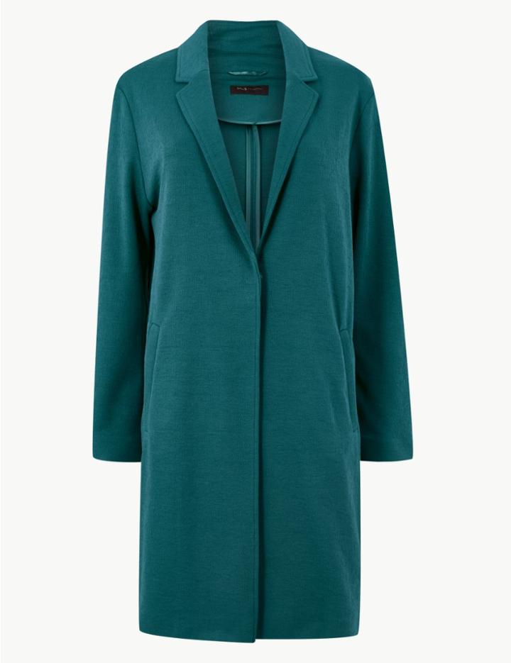 Marks & Spencer Knitted Single Breasted Coat Teal