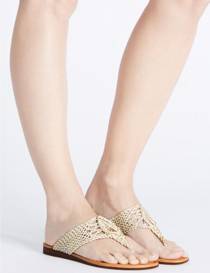 Marks & Spencer Slip On Crochet Sandals Ecru