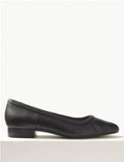 Marks & Spencer Wide Fit Leather Almond Toe Pumps Navy