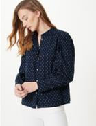 Marks & Spencer Printed High Neck Long Sleeve Shirt Navy