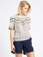 Marks & Spencer Pure Cotton Embroidered Shell Top Peach Mix