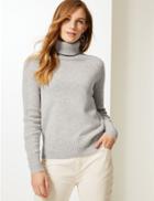 Marks & Spencer Lambswool Rich Textured Roll Neck Jumper Grey Marl