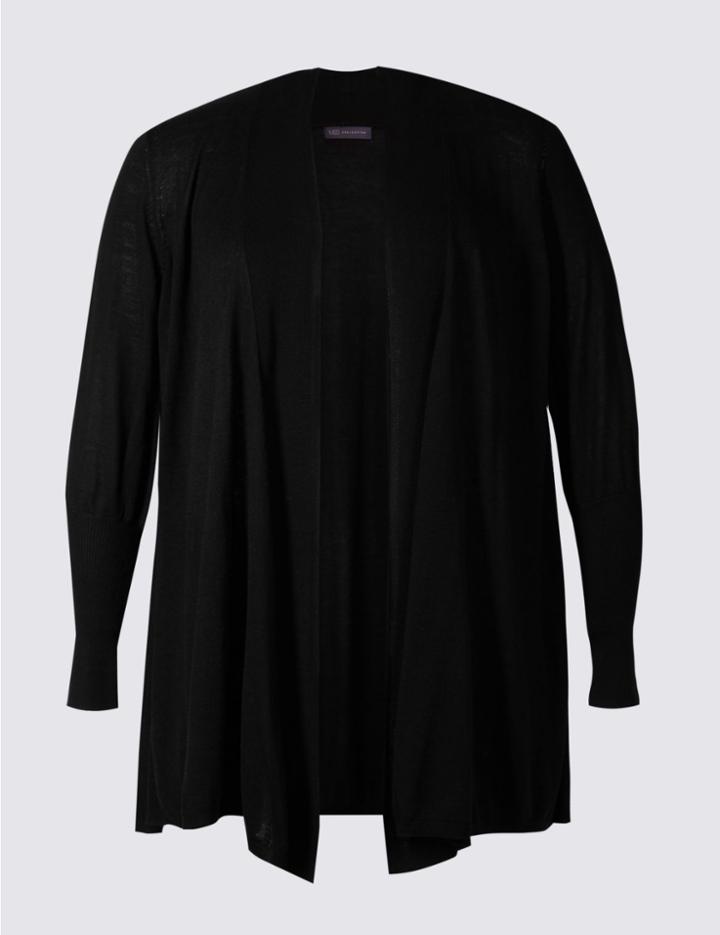 Marks & Spencer Plus Ribbed Cuff Trapeze Cardigan Black