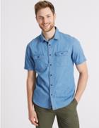 Marks & Spencer Pure Cotton Authentic Shirt With Pockets Light Denim