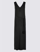 Marks & Spencer Ruched Front Slip Maxi Dress Black