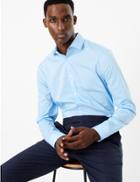 Marks & Spencer Skinny Fit Easy Iron Shirt Blue