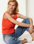 Marks & Spencer Pure Cotton Square Neck Jumper Mango