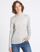 Marks & Spencer Funnel Neck Long Sleeve T-shirt Silver