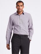 Marks & Spencer Pure Cotton Regular Fit Shirt With Pocket Dark Red Mix