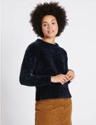 Marks & Spencer Chenille Round Neck Jumper Rich Blue