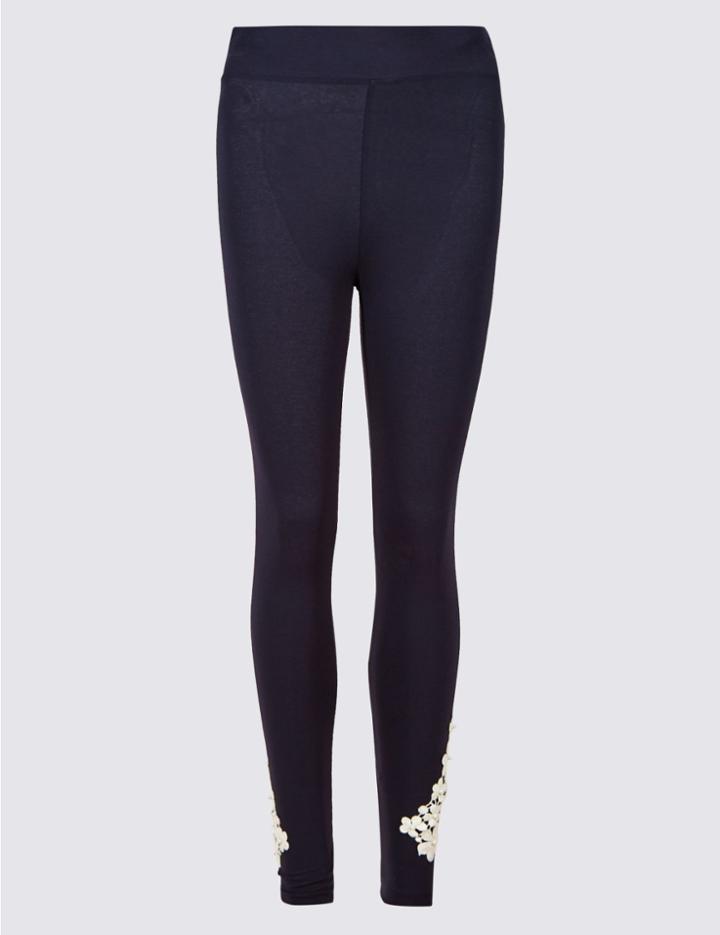 Marks & Spencer Embroidered Leggings Navy Mix