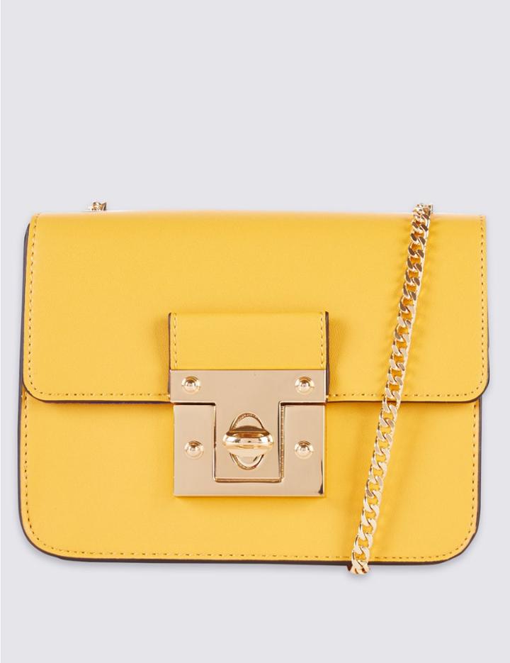 Marks & Spencer Faux Leather Twist Lock Bag Yellow
