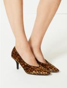 Marks & Spencer Animal Print Stiletto Heel High Cut Court Shoes Brown Mix