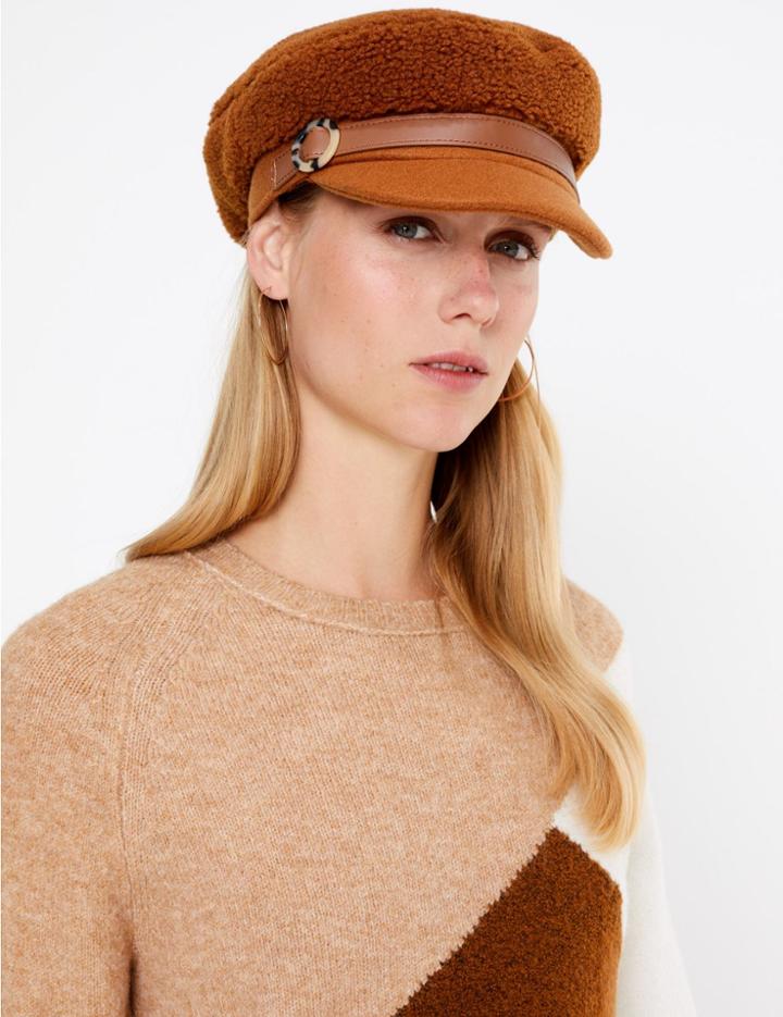 Marks & Spencer Faux Shearling Captain's Baseball Cap Ginger
