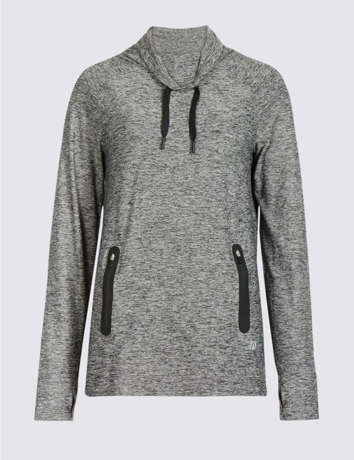 Marks & Spencer Quick Dry Funnel Neck Top Grey